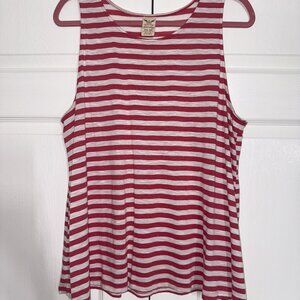 Faded Glory Tank Top in White and Red Stripes (Size XXL)